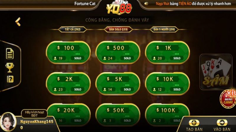 Trải Nghiệm Bài Sâm Yo88 Siêu Vui, Thưởng Hấp Dẫn 5 Trải nghiệm đặt cược bài Sâm thắng thưởng lớn